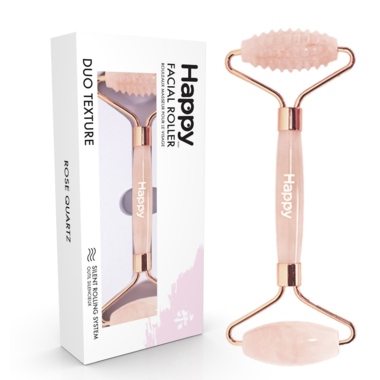 Happy Duo Texture Face & Body Roller- Rose Quartz